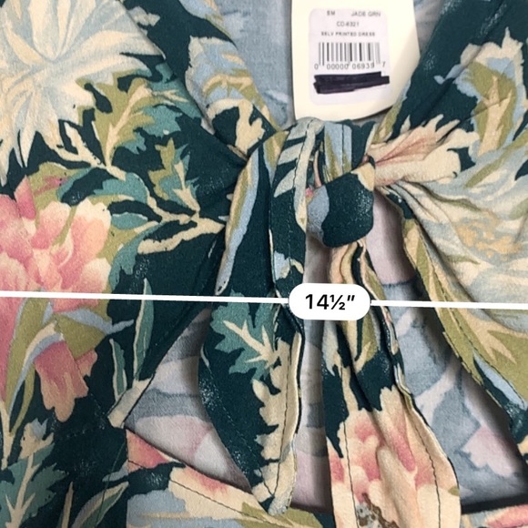 American threads green tropical floral print dress - Picture 3 of 4